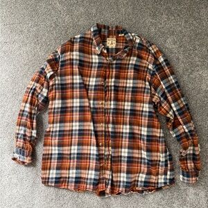 RedHead Men's Plaid Button-Down Shirt in Orange, Navy & Cream
